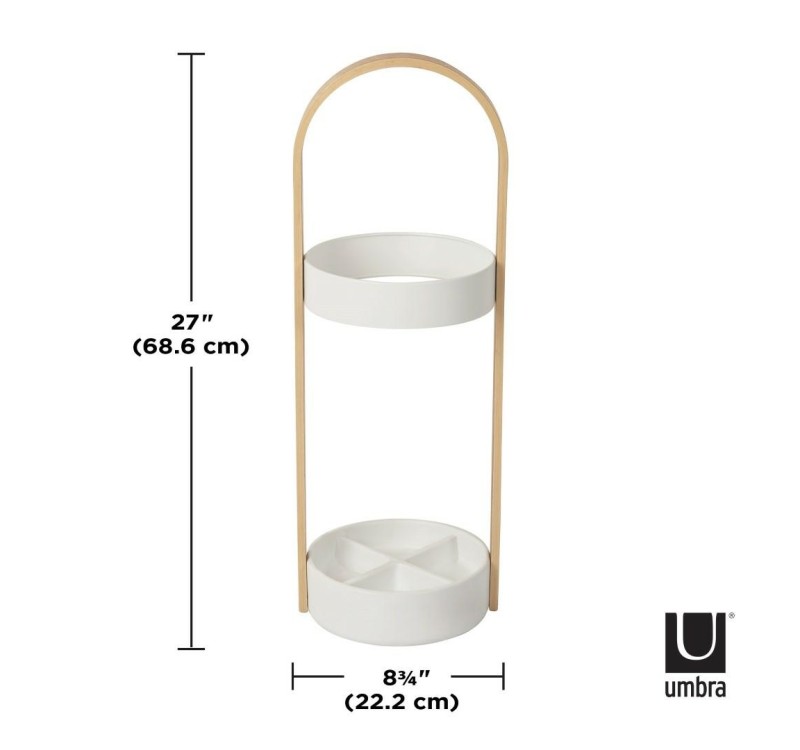 UMBRA stojak na parasolki BELLWOOD biało naturalny