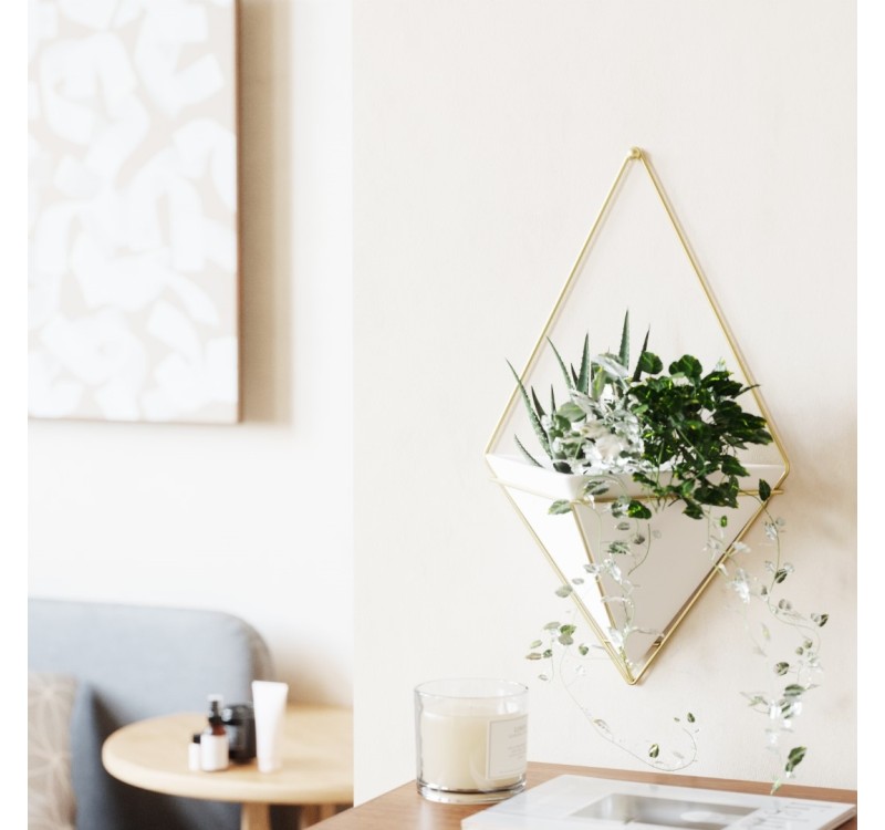 UMBRA doniczka ścienna TRIGG L - biały, złoty