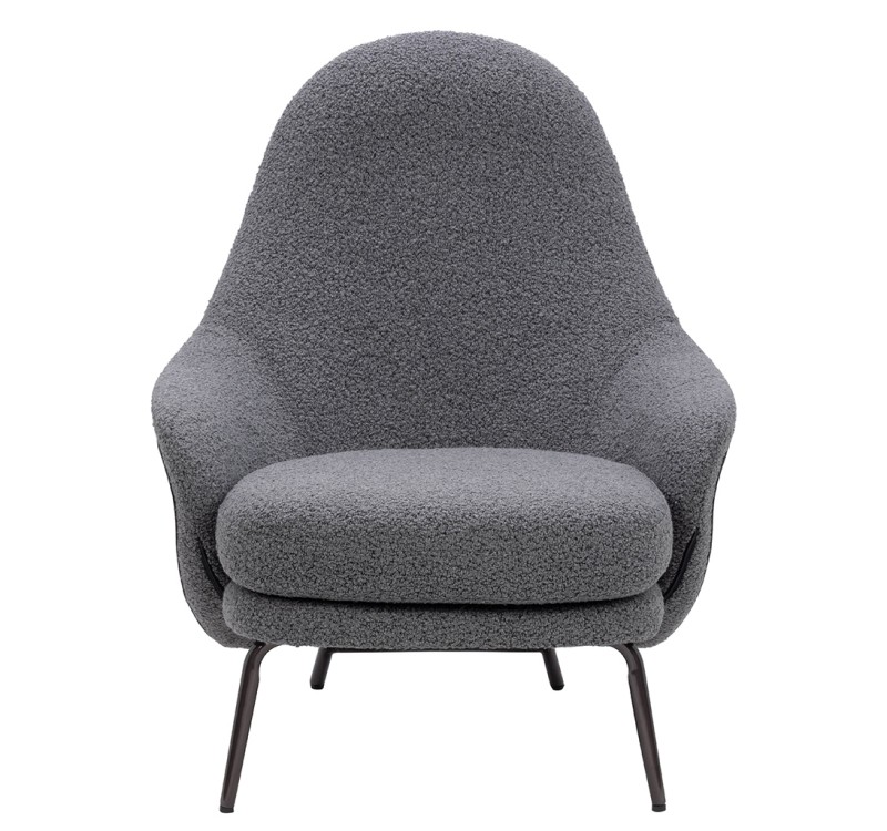 Fotel LOBBY TEDDY szary - stal nierdzewna, czarny opal