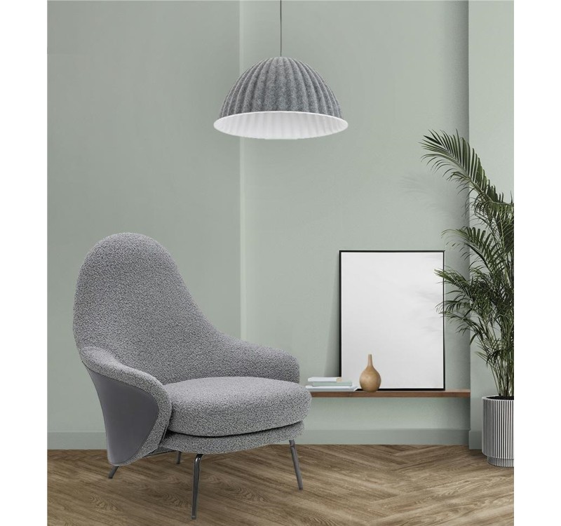 Fotel LOBBY TEDDY szary - stal nierdzewna, czarny opal