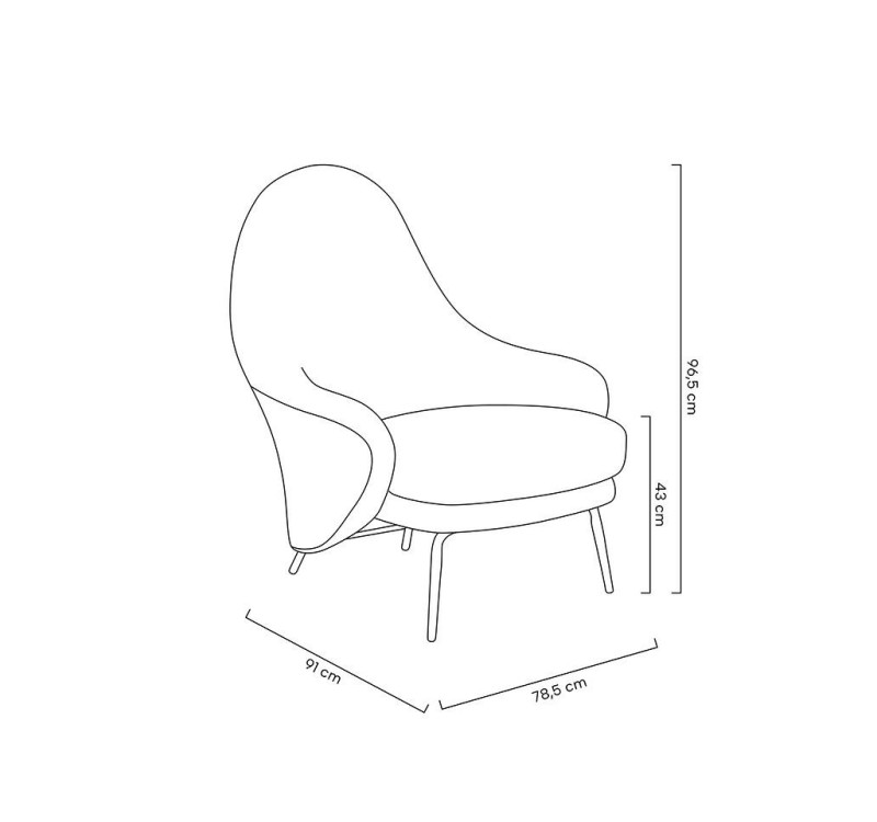 Fotel LOBBY TEDDY szary - stal nierdzewna, czarny opal