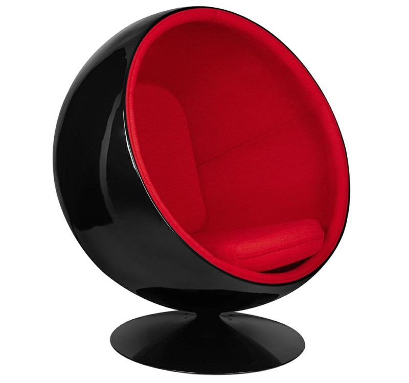 Fotel BALL BLACK czerwony