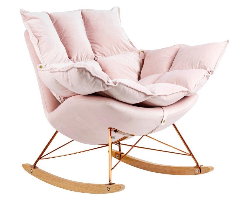 Fotel bujany SWING VELVET jasny róż