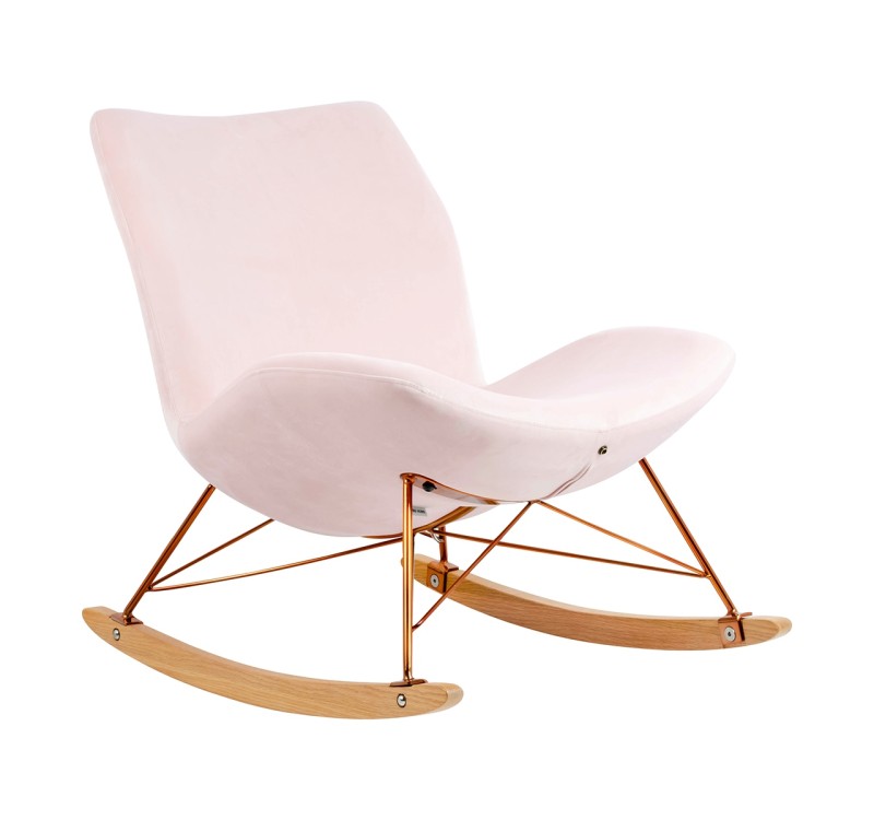 Fotel bujany SWING VELVET jasny róż