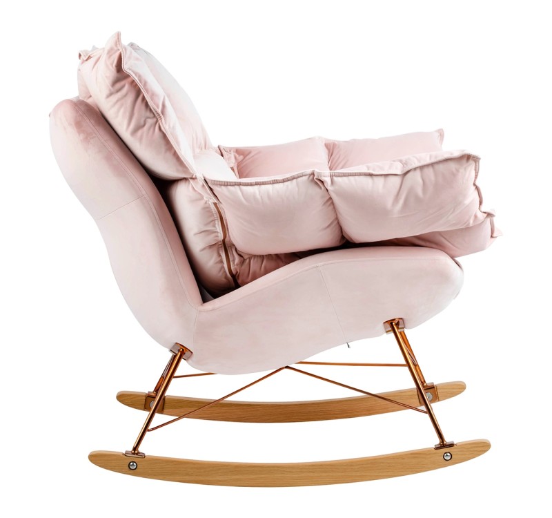 Fotel bujany SWING VELVET jasny róż