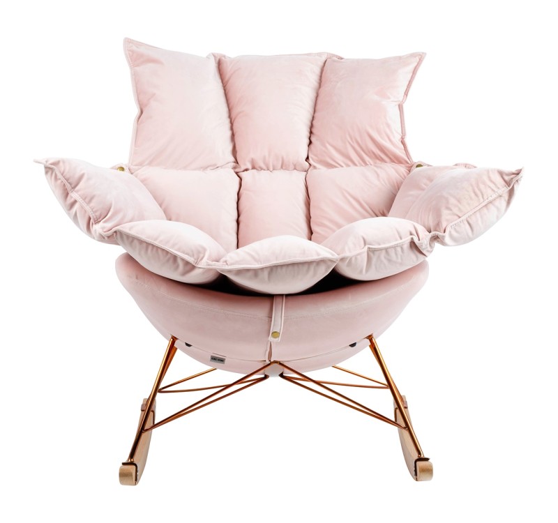 Fotel bujany SWING VELVET jasny róż