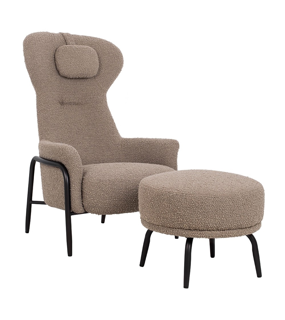 Fotel TEDDY GRAND ciemny brązowy z podnóżkiem