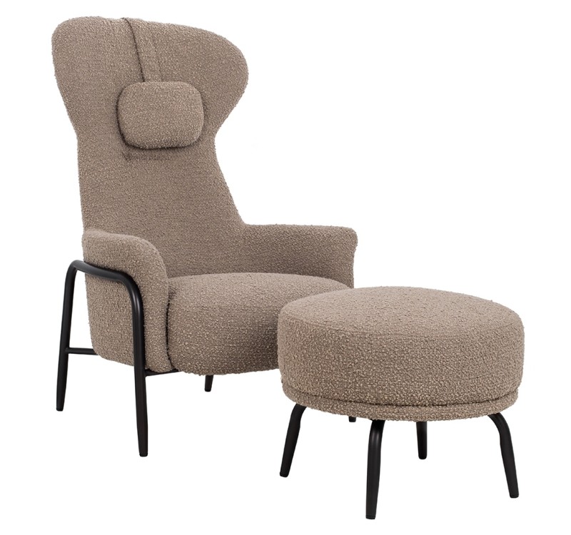 Fotel TEDDY GRAND ciemny brązowy z podnóżkiem