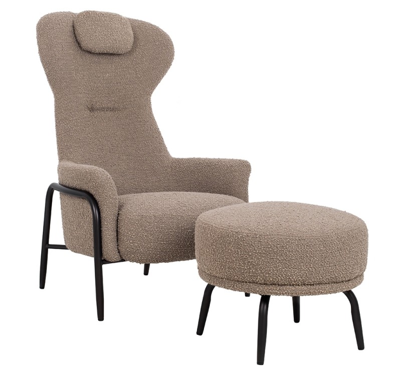 Fotel TEDDY GRAND ciemny brązowy z podnóżkiem