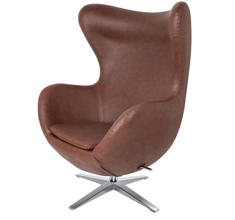 Fotel EGG SZEROKI PU brąz vintage brandy
