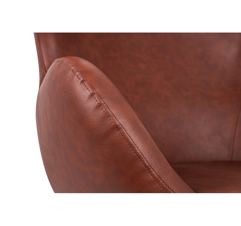 Fotel EGG SZEROKI PU brąz vintage brandy