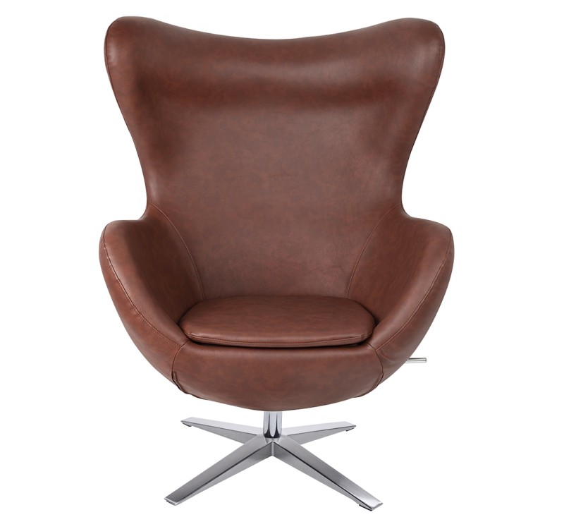 Fotel EGG SZEROKI PU brąz vintage brandy