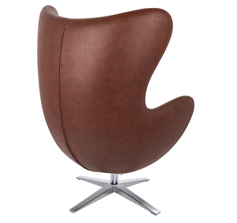 Fotel EGG SZEROKI PU brąz vintage brandy