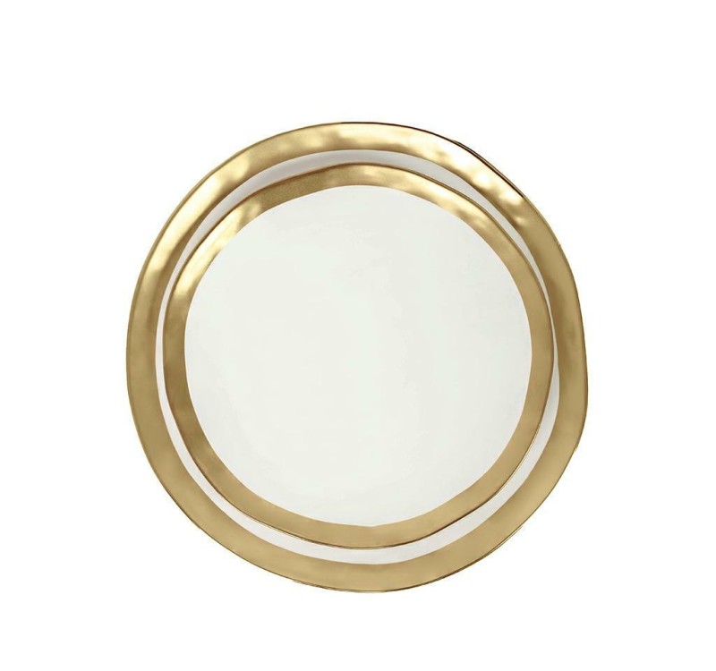 KARE komplet 2 talerzy BELL 38 cm         biało-złoty