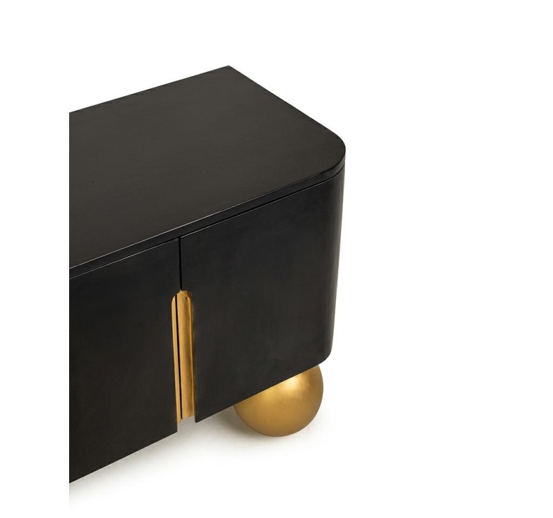 MaMaison szafka RTV ORGANIC czarna /      złota / drewno