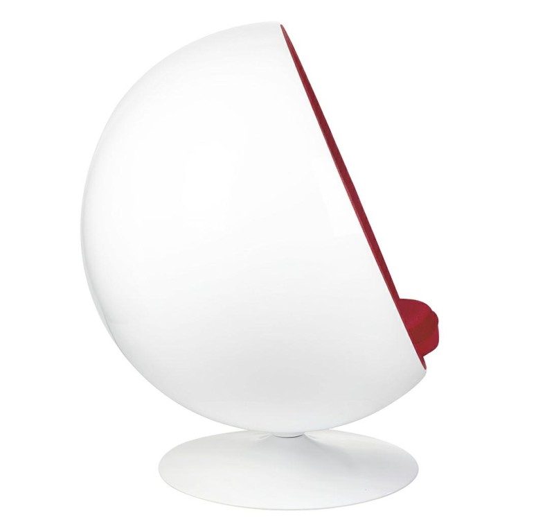 Fotel BALL biało-czerwony - włókno szklane