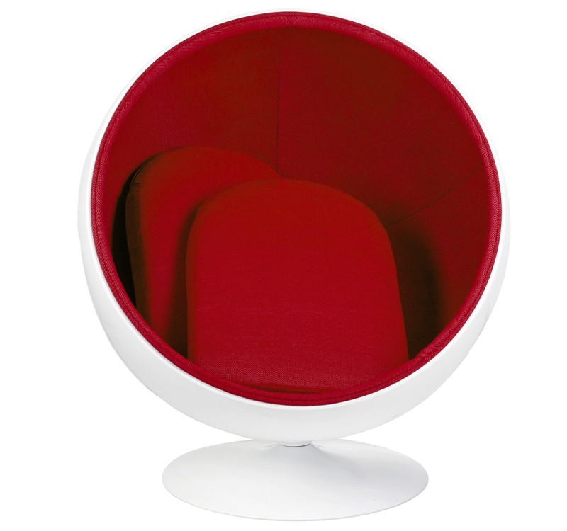 Fotel BALL biało-czerwony - włókno szklane
