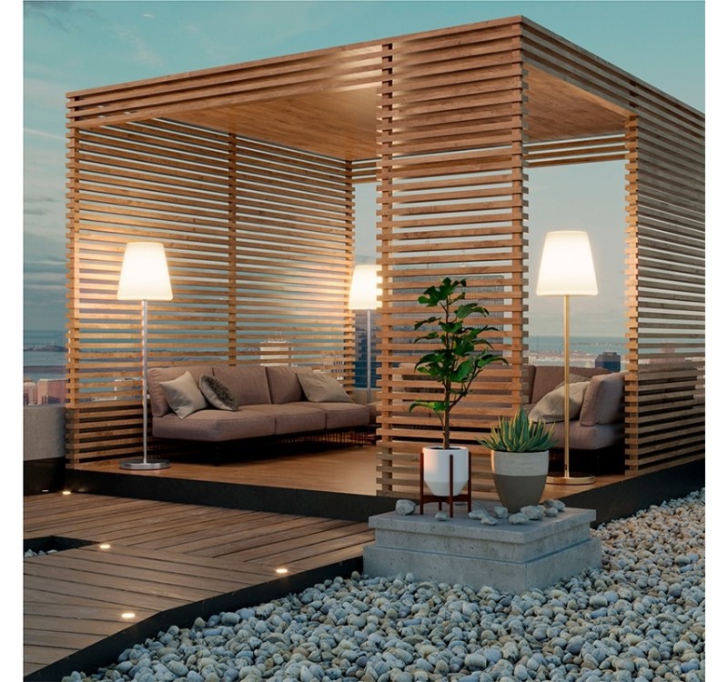 NEW GARDEN lampa podłogowa LOLA SLIM 180 SOLAR & BATTERY brass