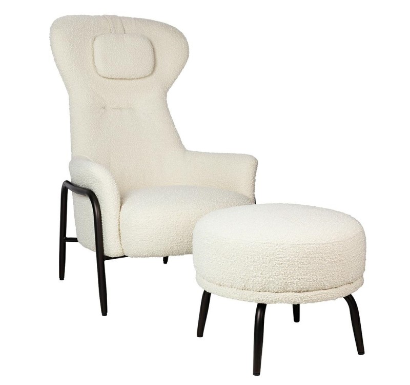 Fotel TEDDY GRAND beżowy z podnóżkiem