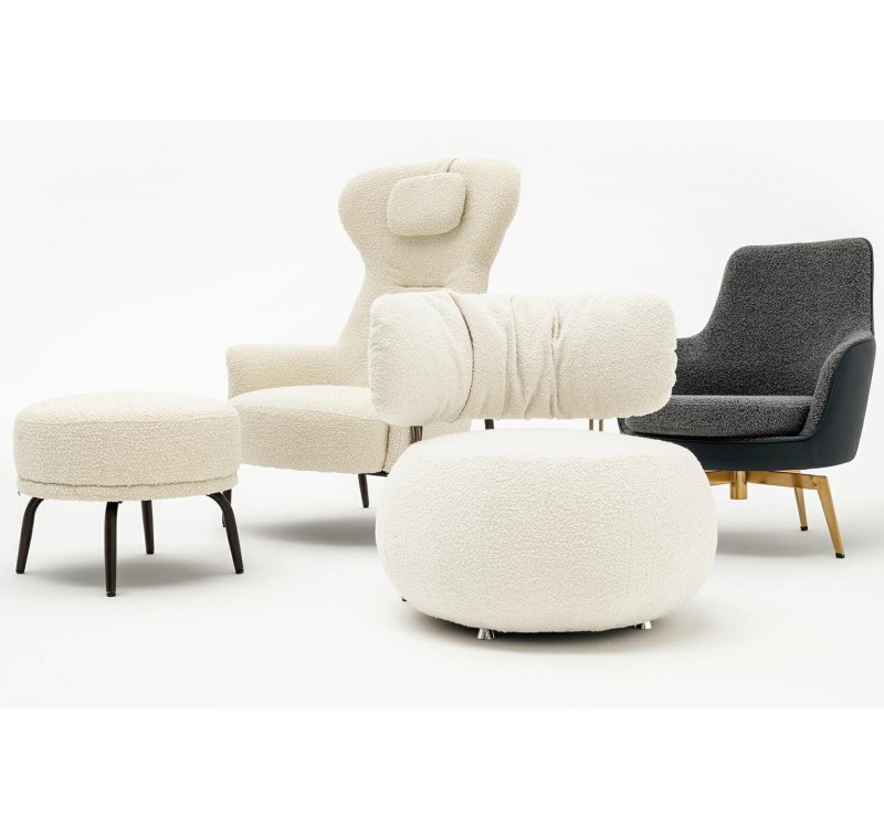 Fotel TEDDY GRAND beżowy z podnóżkiem