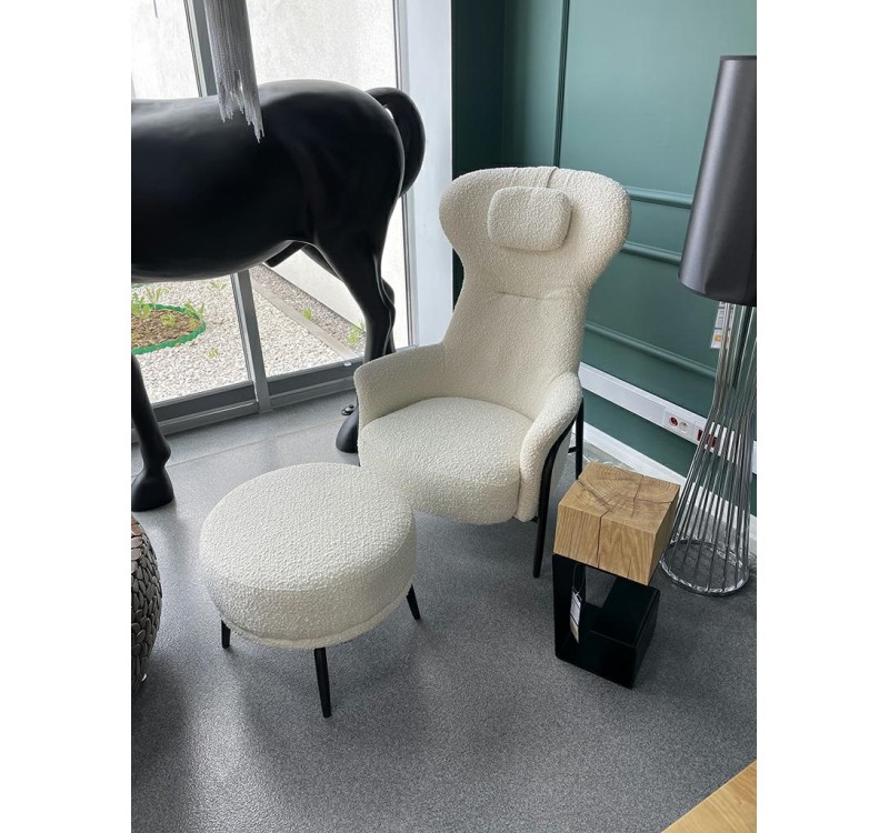 Fotel TEDDY GRAND beżowy z podnóżkiem