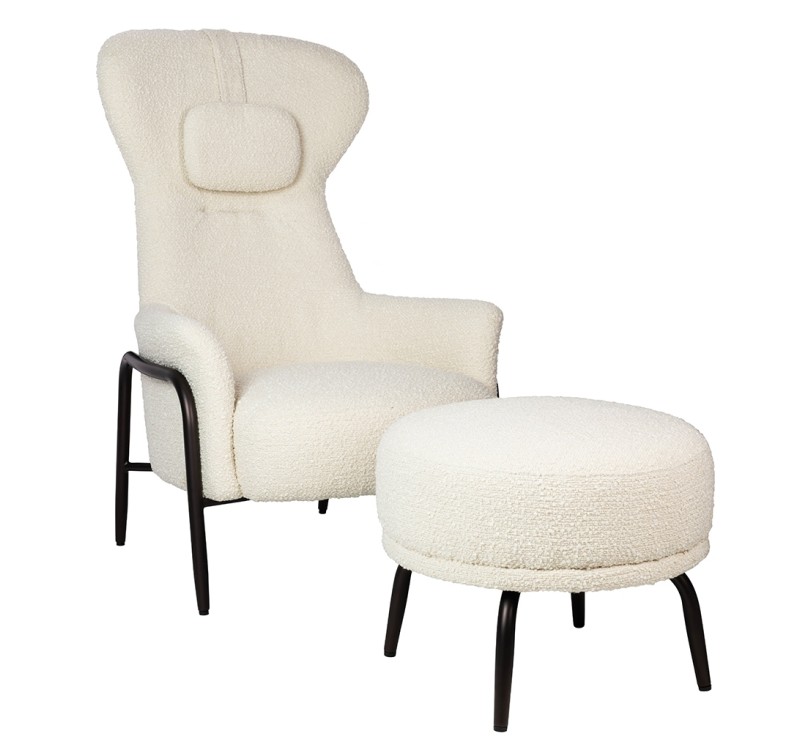 Fotel TEDDY GRAND beżowy z podnóżkiem