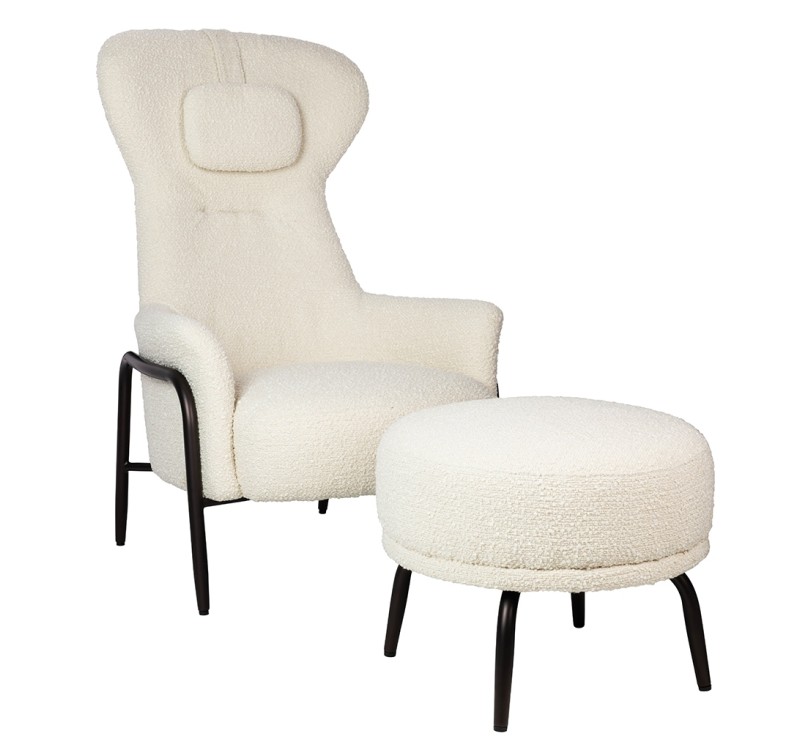 Fotel TEDDY GRAND beżowy z podnóżkiem