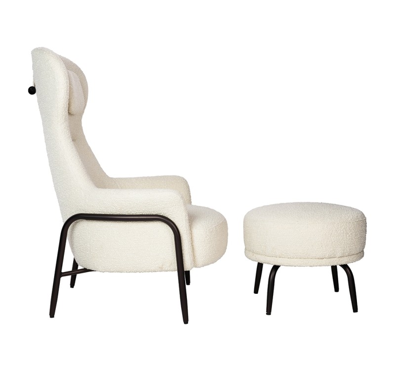 Fotel TEDDY GRAND beżowy z podnóżkiem