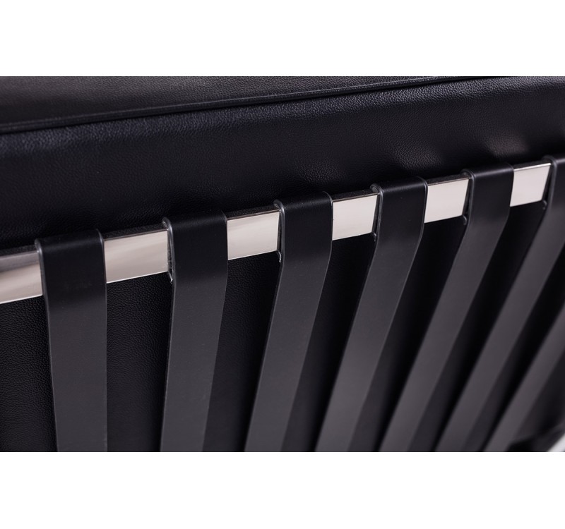 Sofa dwuosobowa BARCELON PRESTIGE PLUS czarna - włoska selekcjonowana skóra naturalna, stal