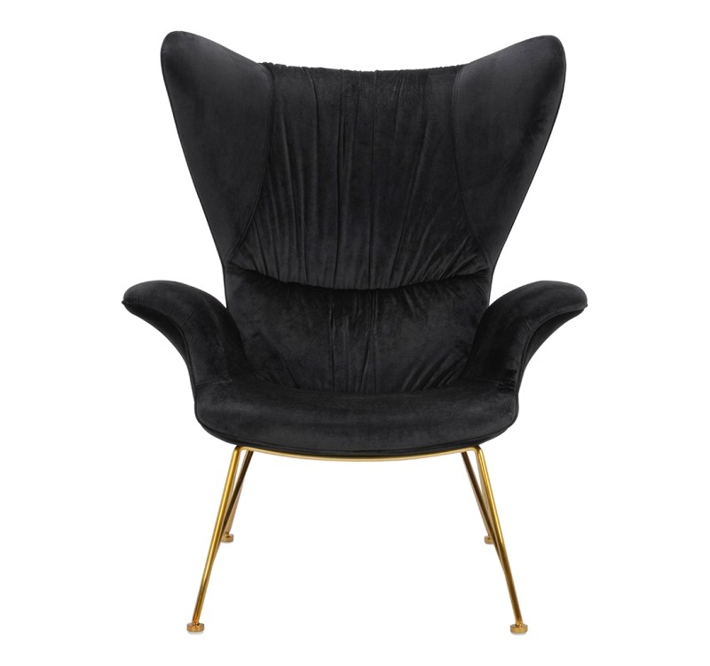 Fotel SHRIMP VELVET czarny - podstawa złota