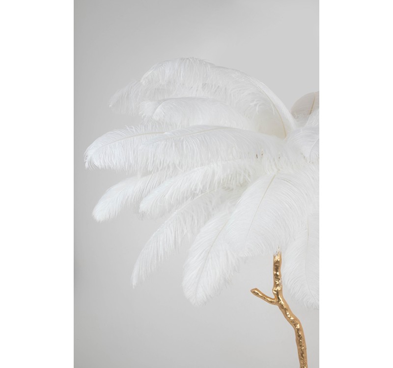 MOOSEE lampa podłogowa TIFFANY 175 biała  mosiądz / naturalne pióra