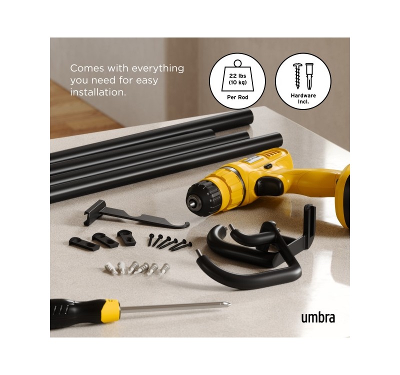 UMBRA karnisz TWILIGHT DOUBLE 168 - 365   cm czarny mat