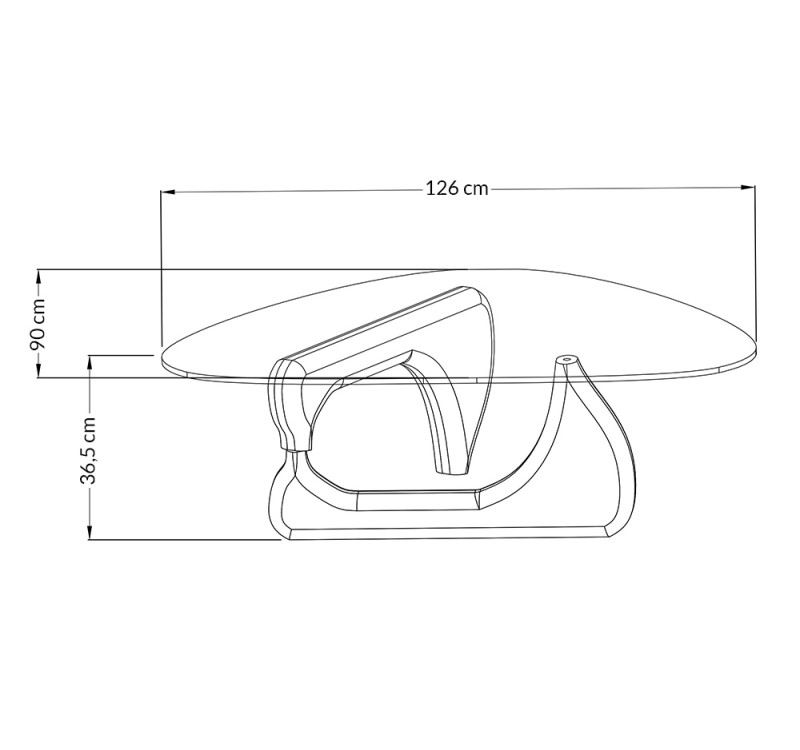 Stolik STABLE - szkło transparentne, podstawa drewniana jesion