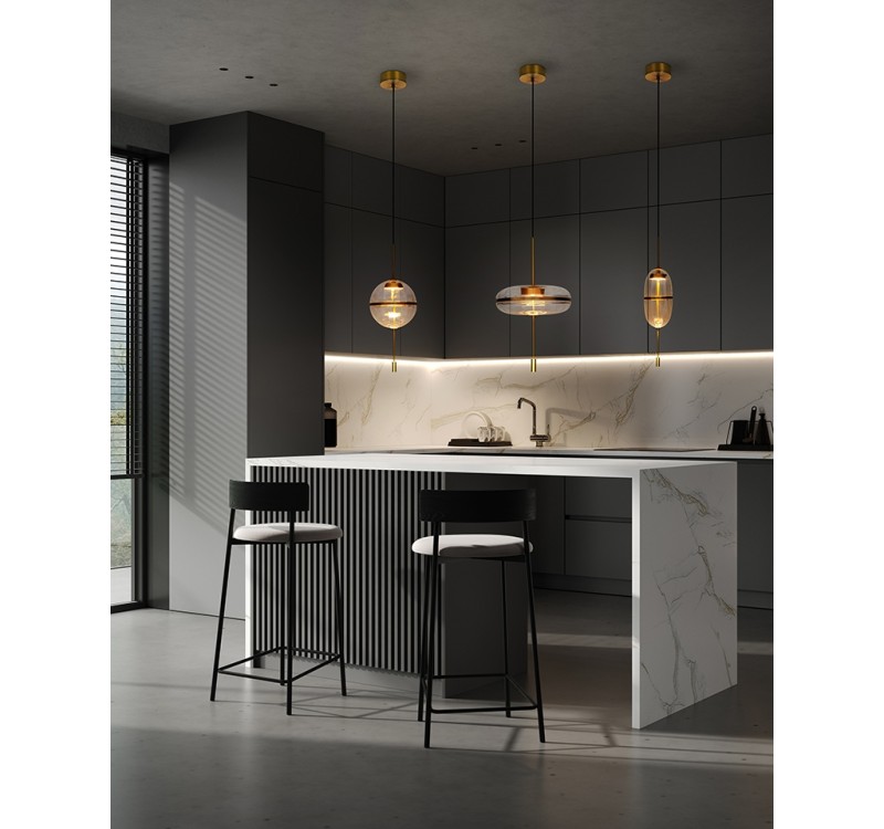 Lampa wisząca CHAPLIN 360 mosiądz - LED, szkło