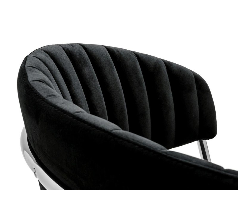 Krzesło MARGO SILVER czarne - welur, podstawa chromowana