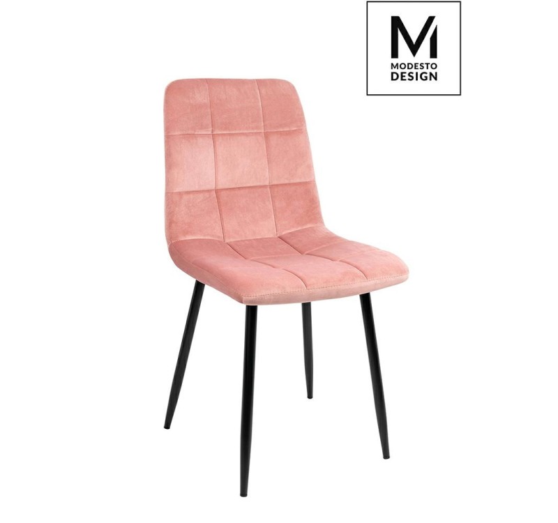 MODESTO krzesło CARLO pudrowy róż - welur, metal