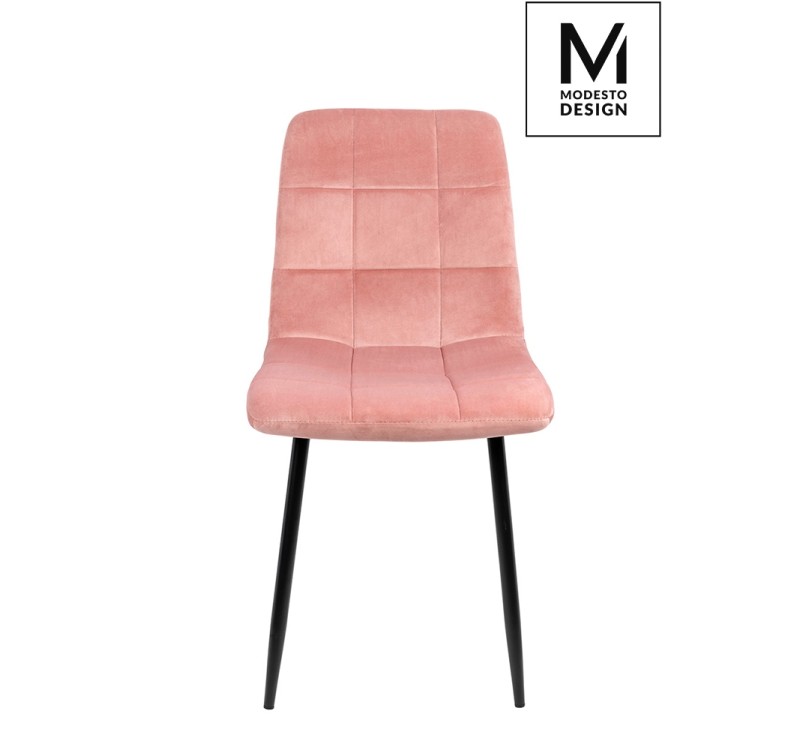 MODESTO krzesło CARLO pudrowy róż - welur, metal