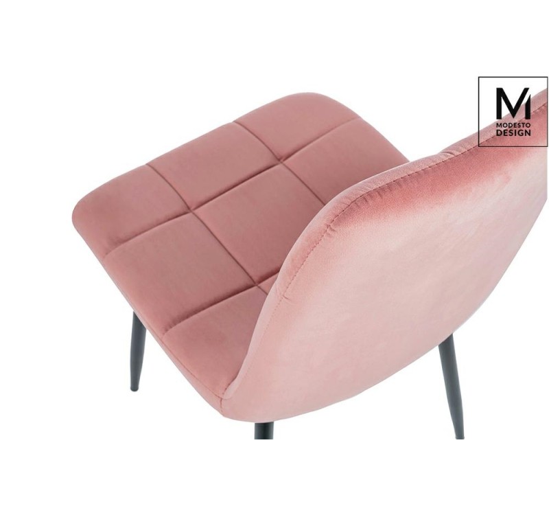 MODESTO krzesło CARLO pudrowy róż - welur, metal