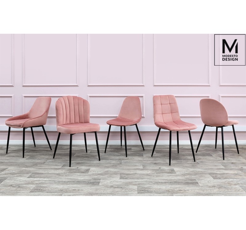 MODESTO krzesło CARLO pudrowy róż - welur, metal