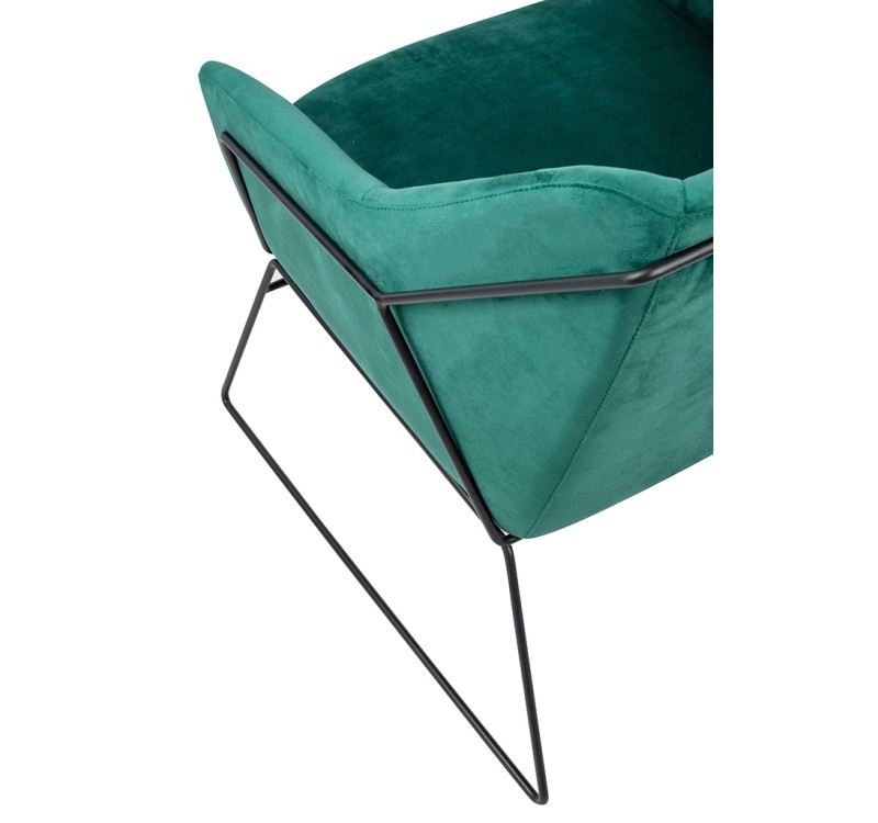 Fotel EMMA VELVET ciemny zielony welur - podstawa czarna
