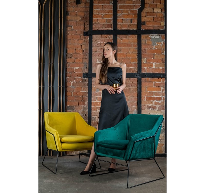 Fotel EMMA VELVET ciemny zielony welur - podstawa czarna