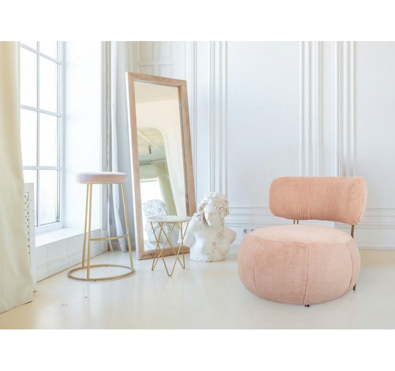 Fotel LOW TEDDY PINK różowy