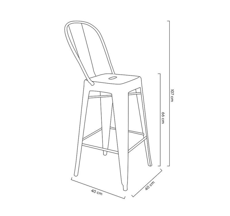 Krzesło barowe TOWER BIG BACK 66 (Paris) metal