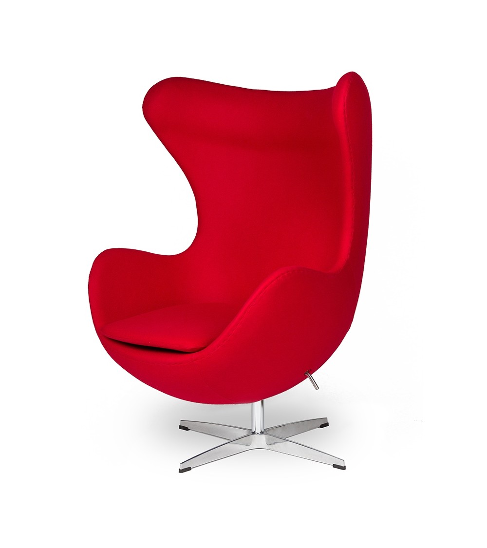 Fotel EGG CLASSIC czerwony.17 - wełna, podstawa aluminiowa
