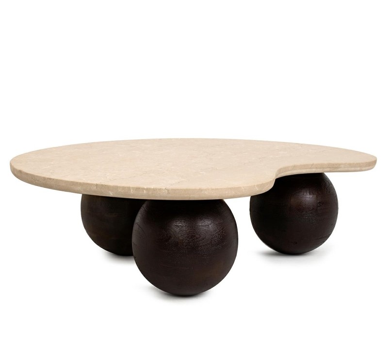 MaMaison stolik kawowy ORGANIC trawertyn  / drewno