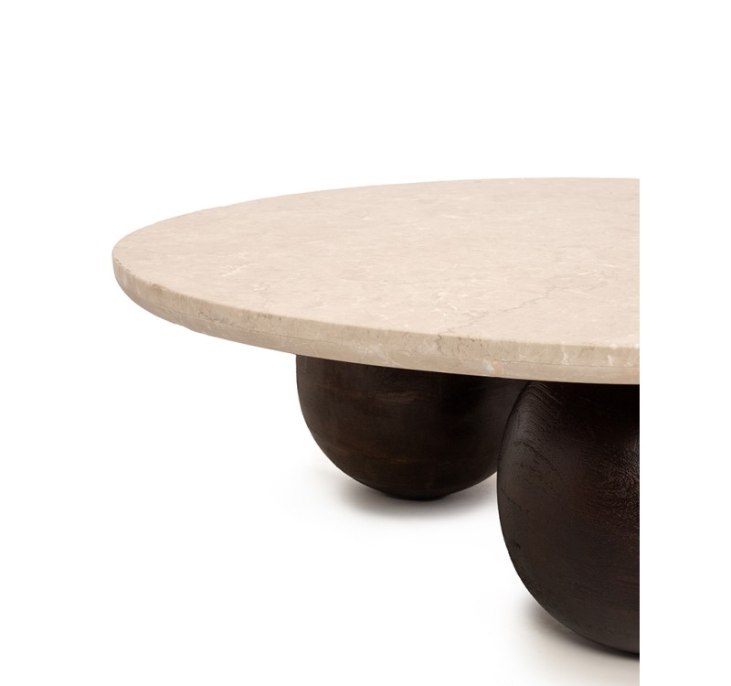 MaMaison stolik kawowy ORGANIC trawertyn  / drewno