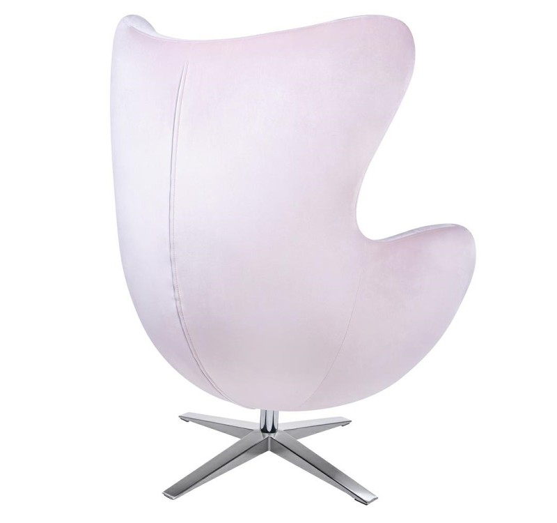 Fotel EGG SZEROKI VELVET jasny róż.30 - welur, podstawa stal