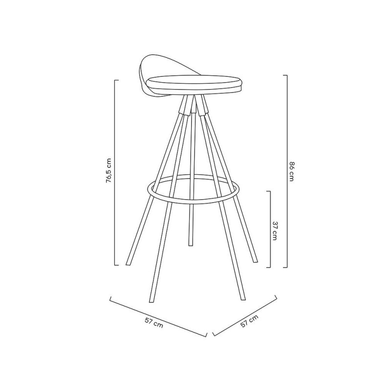 Krzesło barowe LANZA 76 czarne