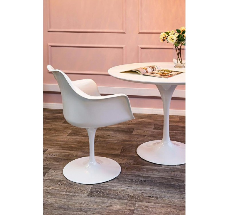 Stół TULIP PREMIUM 100 biały  - MDF, metal