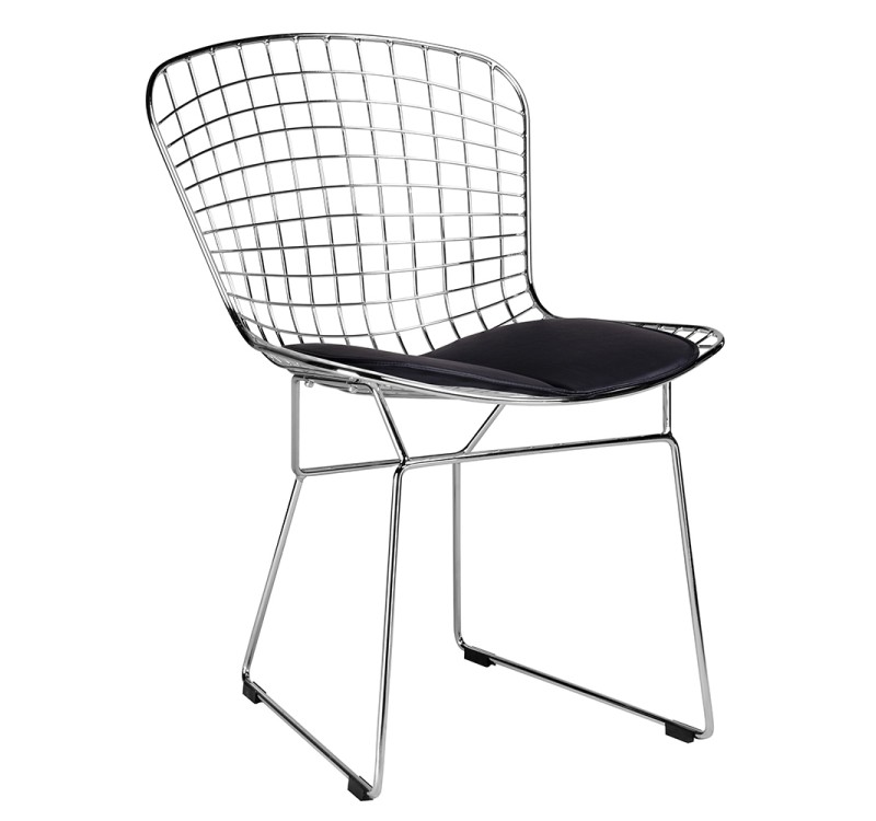 Krzesło NET SOFT chrom - czarna poduszka, metal